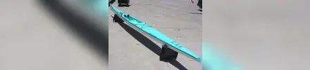 Huki S1-A surfski, turquoise ski, full profile