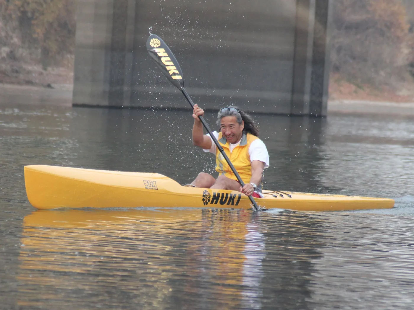 Huki S1-X Special, on-water side view with paddler, 2012 version (no studio side profile published)