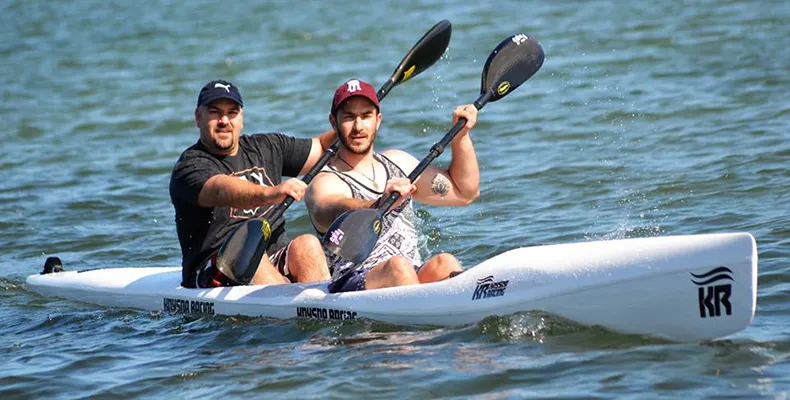 Knysna Racing Bay Max S2, two paddlers on flat water