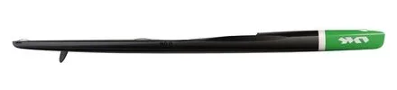 Nordic Kayaks Flow surfski, studio side profile, naked carbon / green nose