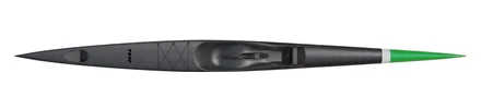 Nordic Kayaks Nitro 600 surfski, studio side profile, naked carbonx / green nose