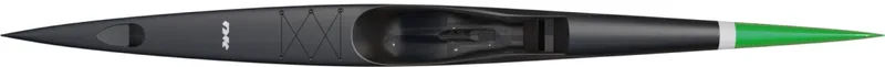Nordic Kayaks Nitro 600 — studio side profile, stealth black / green nose