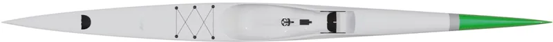 Nordic Kayaks Nitro 600 — studio side profile, ice white / green nose