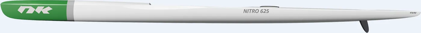 Nordic Kayaks Nitro 625 — studio side profile, Carbon Light S white / green nose