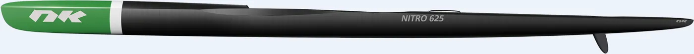 Nordic Kayaks Nitro 625 — studio side profile, Carbon Light S black / green nose