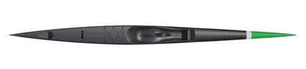 Nordic Kayaks Nitro 640 surfski, studio side profile, naked carbonx / green nose