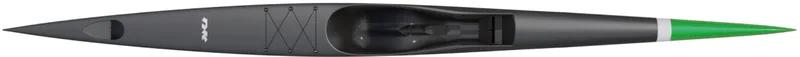 Nordic Kayaks Nitro 640 — studio side profile, stealth black / green nose