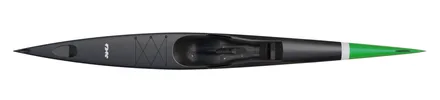 Nordic Kayaks Squall 540 surfski, studio side profile, stealth black / green nose