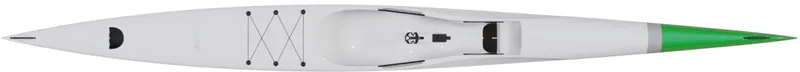 Nordic Kayaks Squall 580 — studio side profile, ice white / green nose