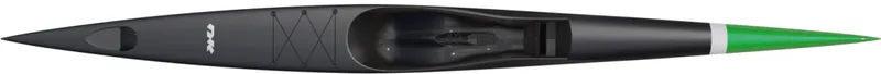 Nordic Kayaks Storm 570 — studio side profile, stealth black / green nose