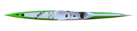 Stellar Falcon surfski, studio side profile (green hull)