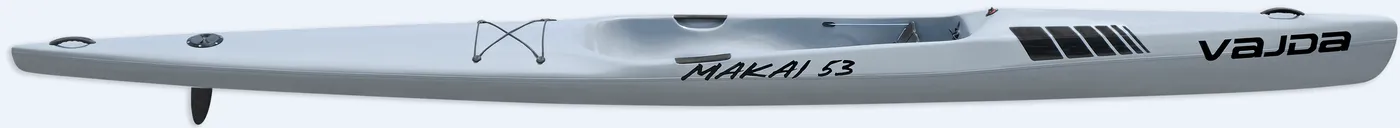 Vajda Makai 53, studio composite: side profile, top view and three-quarter view